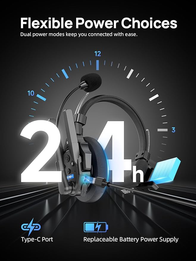 SYNCO XTALK XPRO Wireless Communication Headset System, 9 Person Full Duplex 2.4GHz Wireless Headsets with 24H Battery Life 500m/1640ft Noise Reduction, Xtalk-Xpro9-intercom-communication-headset