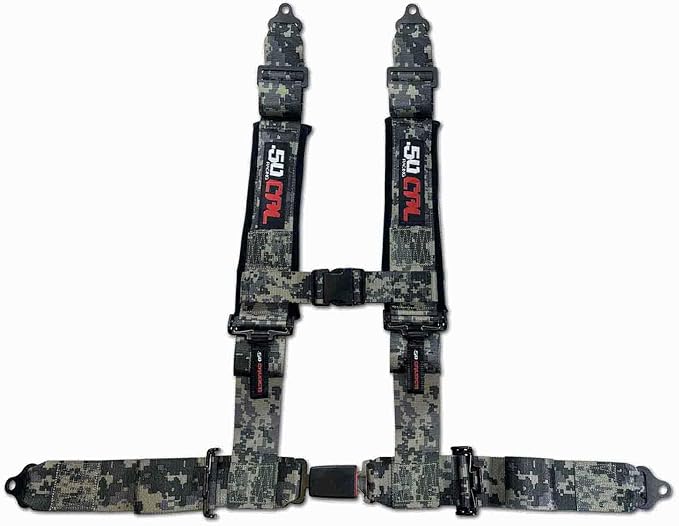 Camouflage 4 Point Harness for Bucket Seat, Push Button Release, 10 Color Options, Racing Harness, Race Car, Off Road Vehicle, UTV, RZR (1 Unit) [6039]