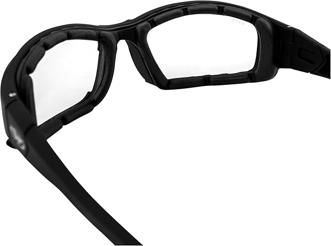 Global Vision Assault 24 Motorcycle Sunglasses Safety Glasses ANSI Z87.1 Convertible to Goggles Foam-Padded Black Frame w/Photochromic Lenses (Clear to Smoke)