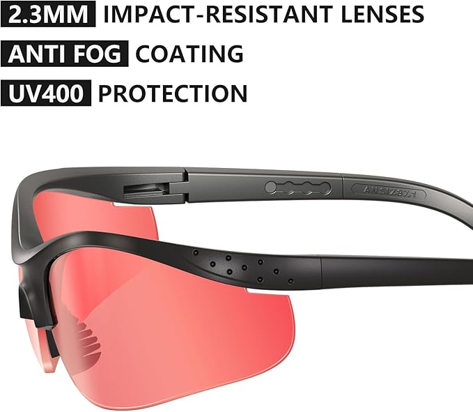 Shooting Glasses for Men and Women Anti Fog ANSI Z87.1 Eye Protection