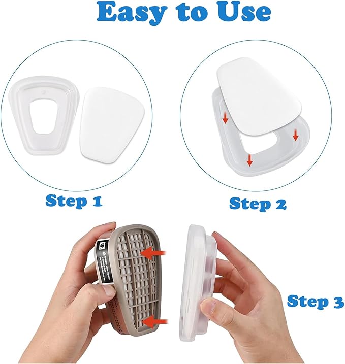 50 Pcs Respirator Mask Filters, 5N11CN Mask Filter Cotton for Dust Masks 6000 6001 6200 6800 7501 7502 FF402, Paint Masks Respirator, Particulate Filter Set, Dust Filter for Painting, Fine Dust