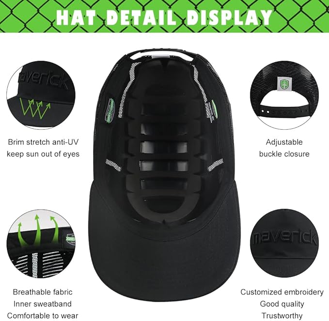 GREEN DEVIL Maverick-Air Safety Bump Cap Baseball Cap Style Head Protection Hard Hat for Men Women Lightweight Breathable