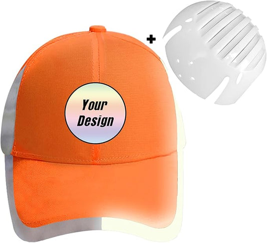 Customizable Safety Bump Cap Baseball Cap Style Hard Hats for Men&Women Lightweight Safety Hat with Reflective Stripes,Round