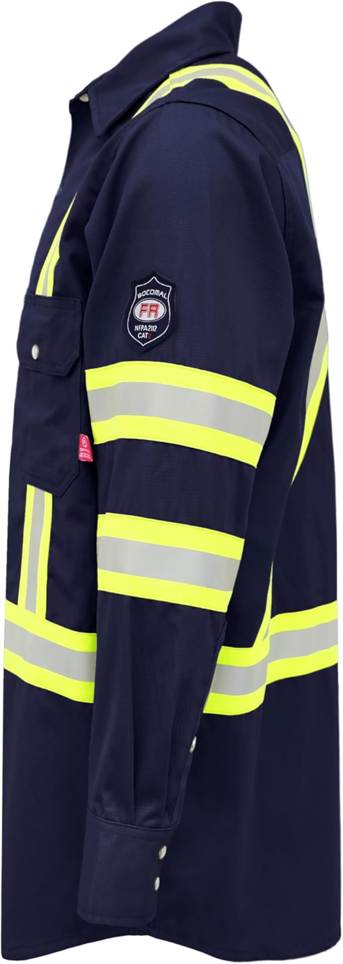 BOCOMAL FR Shirts High Visibility/Hi Vis Flame Resistant/Fire Retardant Shirt 7.5oz Men's Reflective Shirts
