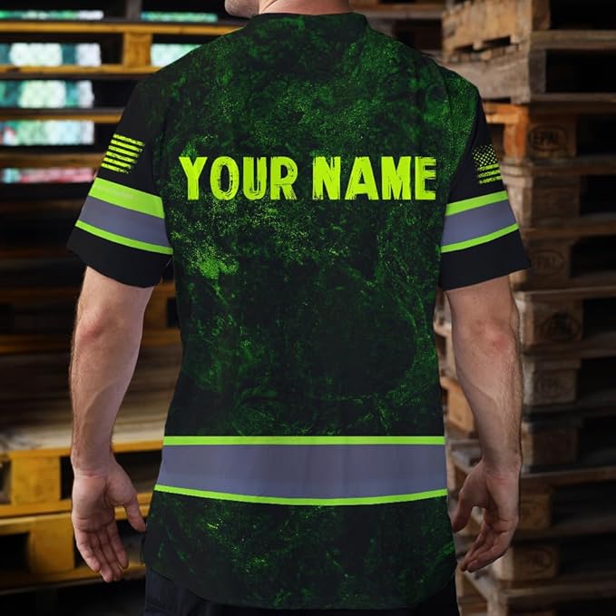 Maddly High Visibility US Flag Collection Safety Workwear Custom Name for Workers, Runners, Truckers, Patriotic