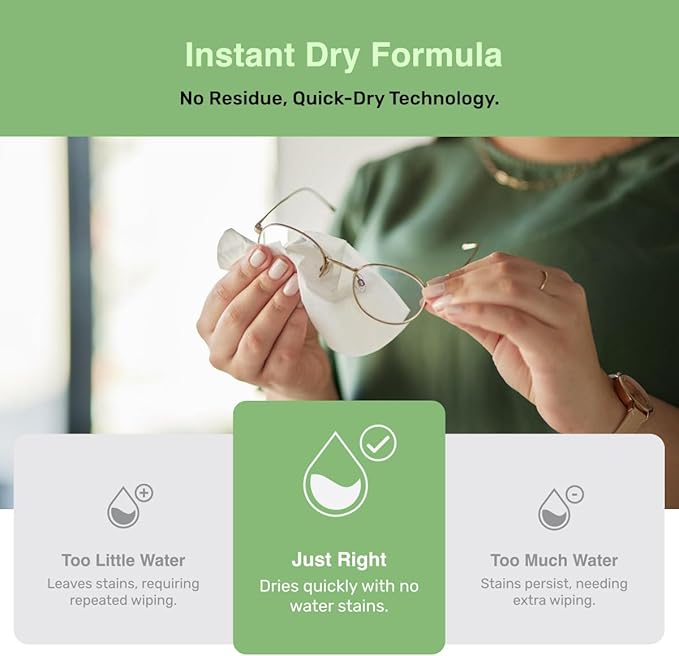 Optix Lens Cleaning Wipes - 200 Pre-Moistened, Individually Wrapped Wipes for Eyeglasses, Camera Lenses, Tablets, Phones, Computer Screens, and Other Surfaces