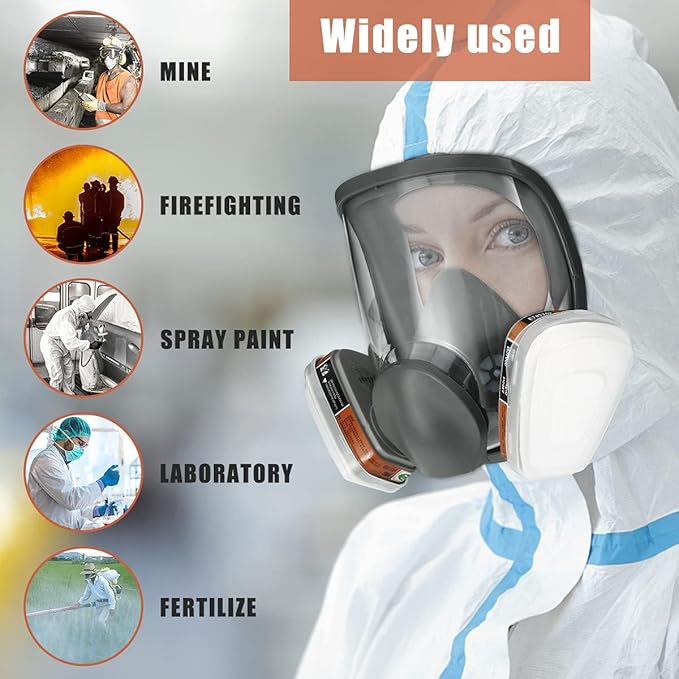 Full Face Respirator Mask, 6800 Reusable Respirator Mask with Filters, Anti-fog, Ideal for Paint, Spray, Dust