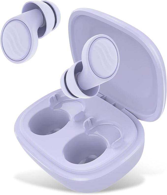 Ear Plugs for Sleeping Noise Cancelling - 35dB Reusable Ear Plugs with 7 Eartips and Carry Case - Flexible Hearing Protection - Replaceable Single/Double Eartips for Sleep, Focus, Travel, Work, Purple