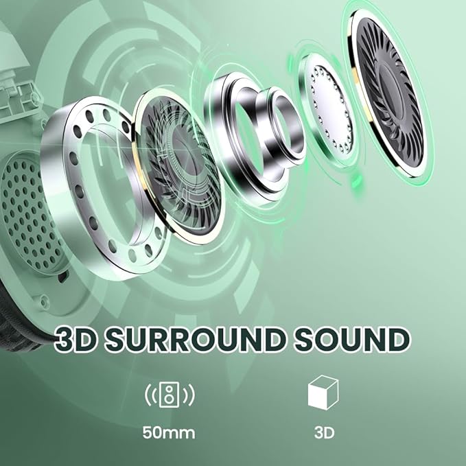 Wireless Gaming Headset with Noise Canceling Microphone for PS5, PC, PS4, 2.4G/Bluetooth Gaming Headphones with USB and Type-c Connector, Wired Mode for Controller (Green)