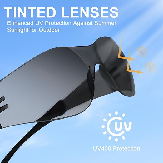 ANSI Z87.1 Tinted Safety Glasses Bulk 80 pack, Safety Sunglasses for men and women, Scratch & Impact Resistant UV protection sunglasses for Construction, Outdoor Sports & Work