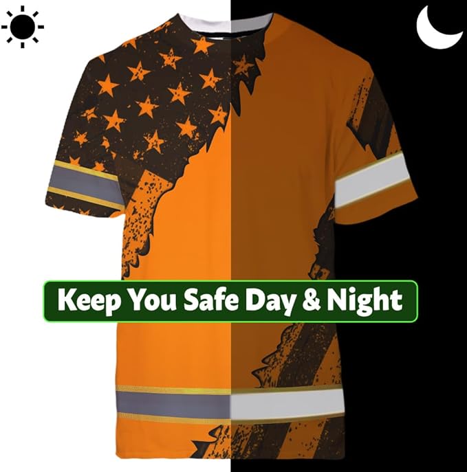 Maddly High Visibility US Flag Collection Safety Workwear Custom Name for Workers, Runners, Truckers, Patriotic