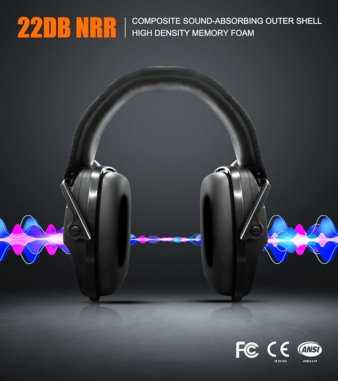 Upgrade Bluetooth 5.4 Shooting Ear Protection with Sound Amplify Electronic Digital Safety Ear Muffs Slim Hearing Protector for Shooting Hunting Gun Range (Black)