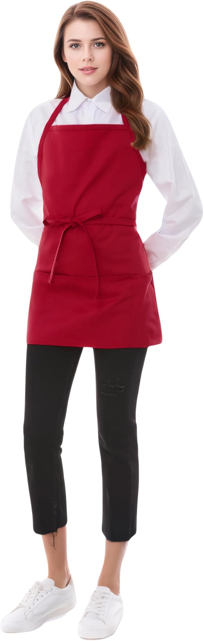 Short Cotton Aprons for Women with 3 Pockets, Chef Apron for Unisex,Waitress Apron for Kitchen Cooking Restaurant BBQ