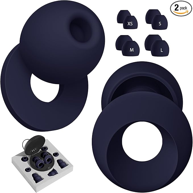 Sleeping Ear Plugs for Restful Nights – Reusable Noise Cancelling Ear Plugs with Noise Reduction (Midnight Blue)