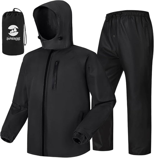 SaphiRose Men's Waterproof Rain Suit 2pcs/set Packable Rain Gear for Golf Motorcycle Fishing