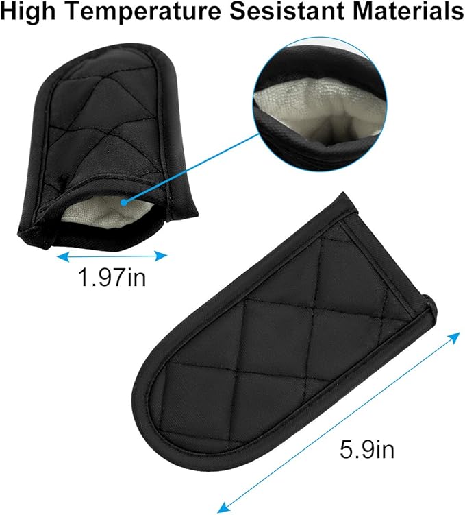 Evoio Cast Iron Skillet Handle Covers, Pot Handle Covers Heat Resistant, Heat Resistant Pot Pan Skillet Hot Handle Holder Sleeves Mitt Cover for Kitchen, BBQ and Baking Cookware (4-Pack Black)
