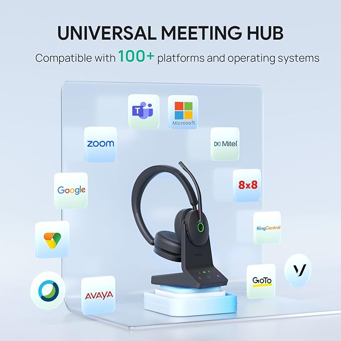 Yealink WH68 ANC DECT&Bluetooth Wireless Headset,606ft Long Rang 96% Active Noise Cancellation StereoTeams Headphones with 6X Noise Cancelling Mic,32H Call,Work Dual Ear Headsets (PC,CellPhone,Laptop)