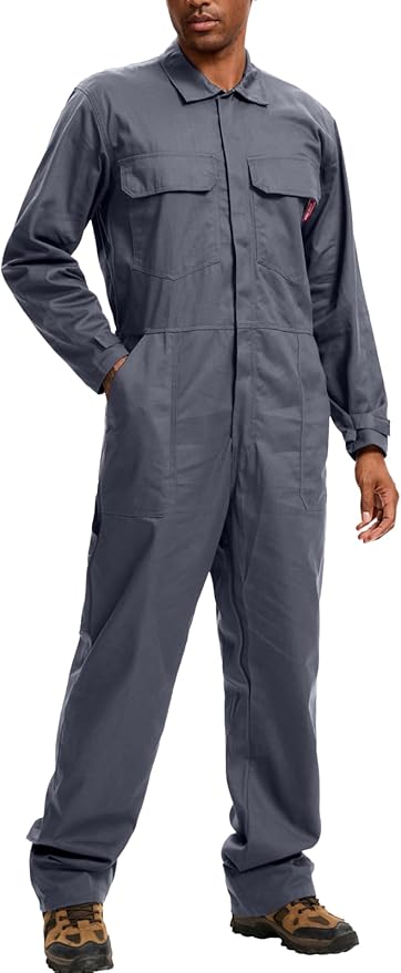 WORK IDEA Men's Coveralls Long Sleeve Cotton Twill Workwear Coverall Relaxed Fit