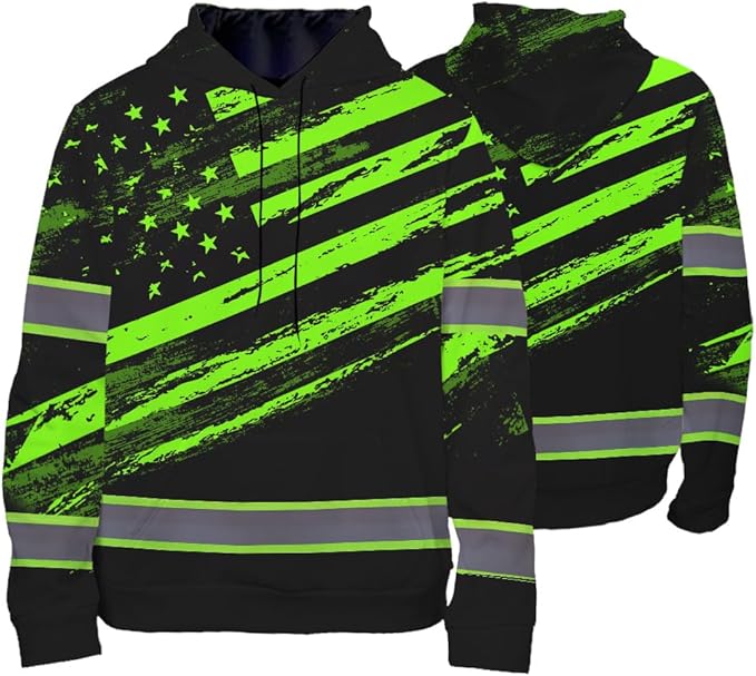 Maddly High Visibility US Flag Collection Safety Workwear Custom Name for Workers, Runners, Truckers, Patriotic