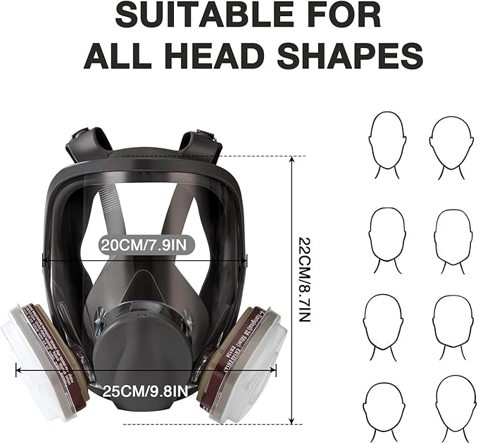 Full Face Gas Mask - Includes 6001 Activated Carbon Filter vs 2097 Filters (Complete Set)