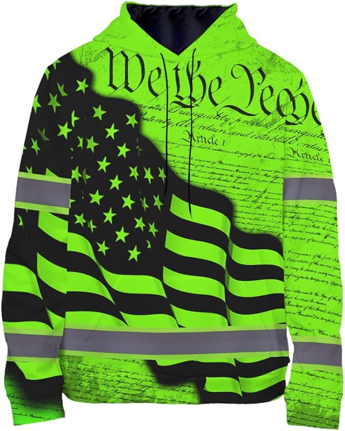 Maddly High Visibility US Flag Collection Safety Workwear Custom Name for Workers, Runners, Truckers, Patriotic
