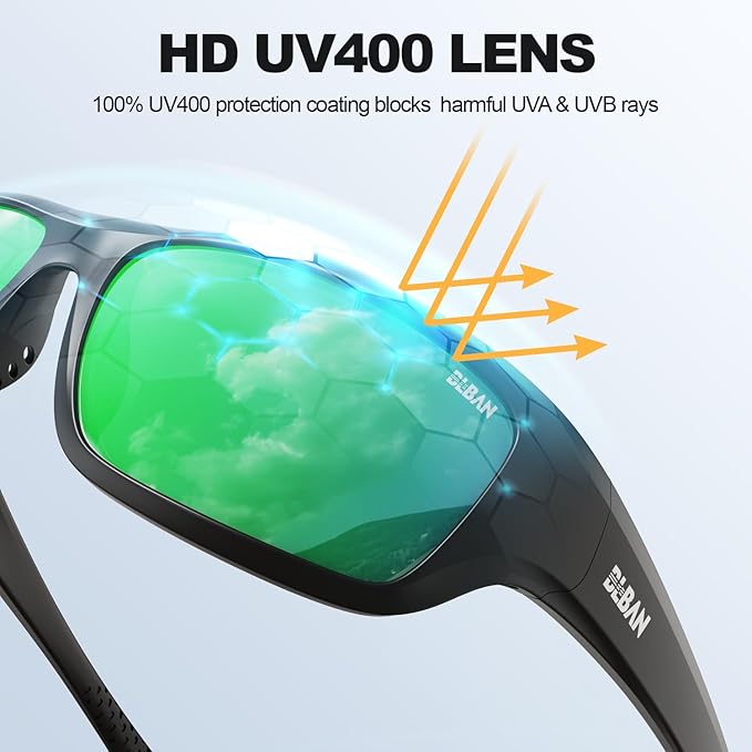 Polarized Sports Sunglasses for Men Women, Ideal for Fishing Running Driving Wrap Around Sunglasses, UV400 Protection