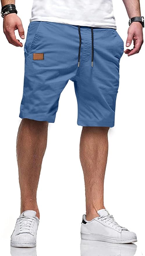 JMIERR Mens Casual Shorts - Cotton Drawstring Summer Beach Stretch Twill Chino Golf Shorts
