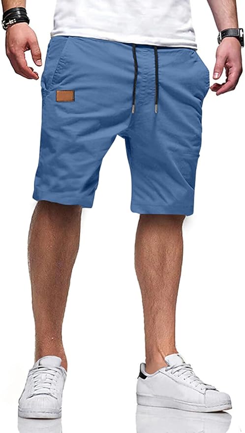 JMIERR Mens Casual Shorts - Cotton Drawstring Summer Beach Stretch Twill Chino Golf Shorts