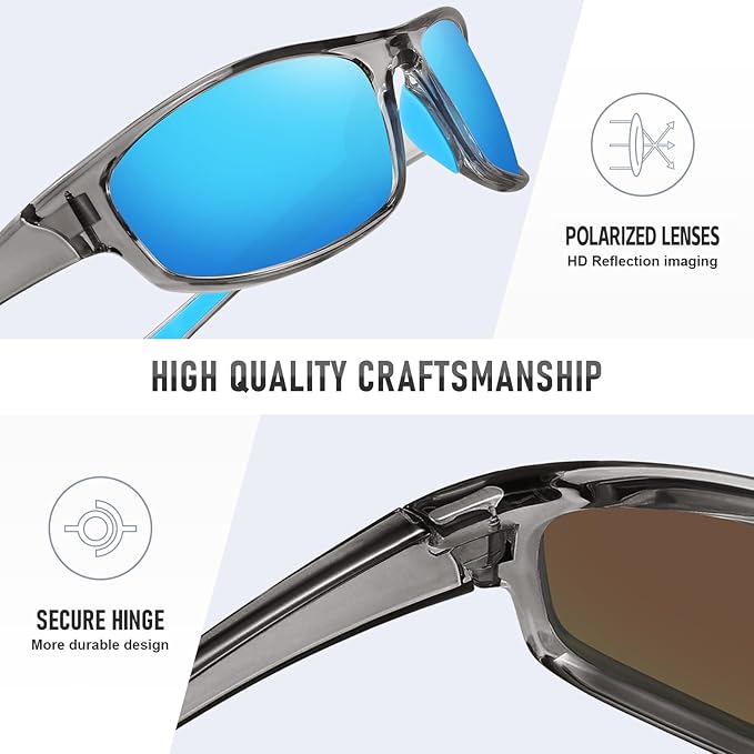 Sports Polarized Sunglasses for Men Women Wrap Around Sun Glasses Fishing Cycling Driving Running UV Protection