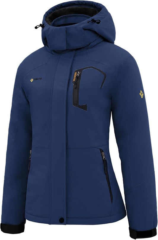 GEMYSE Women's Ski Snow Jacket Warm Winter Waterproof Coat Snowboard Rain Jacket Hooded Windproof Windbreaker