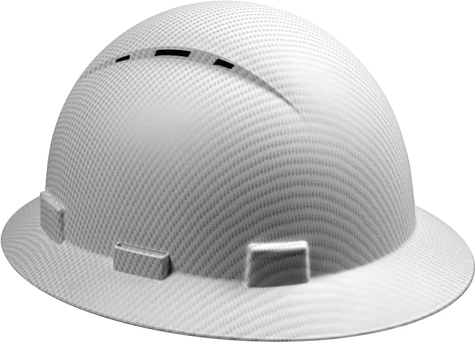 Full Brim Hard Hat - OSHA Safety Helmet Durable Lightweight Carbon Fiber Hard Hat, 6-Point Ratchet Suspension Protective Gear for Men and Women
