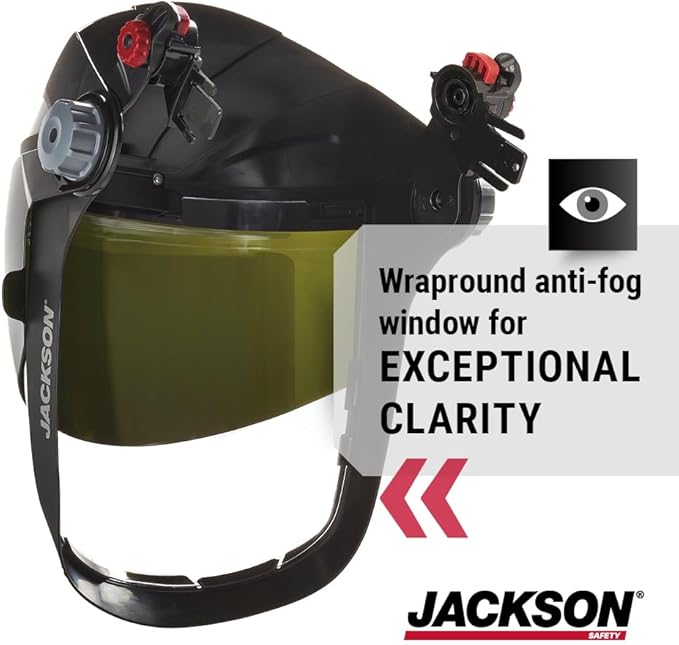 Jackson Safety QUAD 500 Face Shield - Anti-Fog Window with Chin Guard - ANSI Z87.1 & OSHA - (Multiple Styles & Headgears)