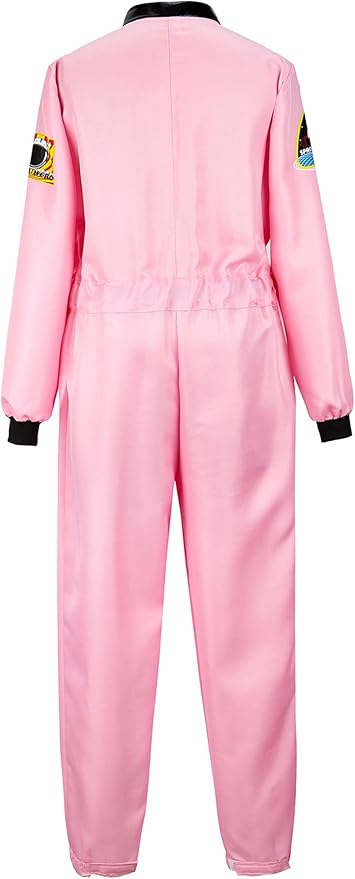 Women's Astronaut Spaceman Costume Adult Coverall Air Force Flight Jumpsuit Halloween Dress Up Party
