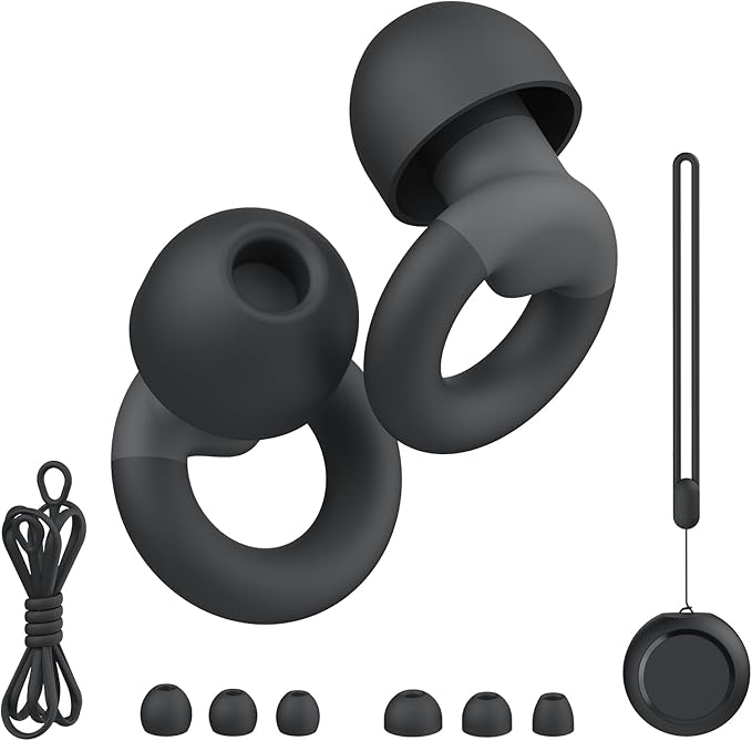 Earplugs for Sleeping & Noise Reduction - Soft Silicone Earplugs with 7 Pairs Ear Tips & One Connection Cord, Hearing Protection for Sleeping, Concerts, Work & Sound Reduction 25dB-30db