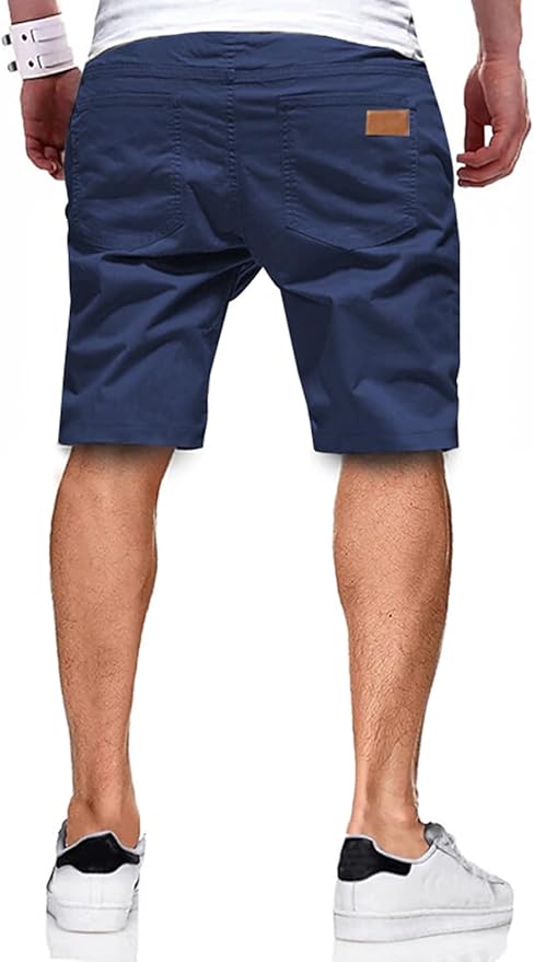 JMIERR Mens Casual Shorts - Cotton Drawstring Summer Beach Stretch Twill Chino Golf Shorts