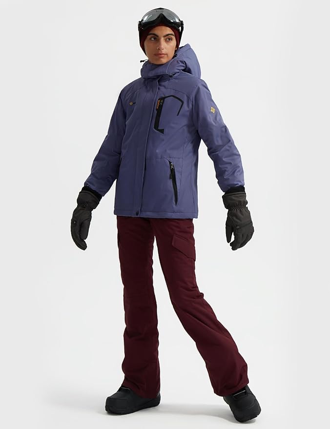 GEMYSE Women's Ski Snow Jacket Warm Winter Waterproof Coat Snowboard Rain Jacket Hooded Windproof Windbreaker