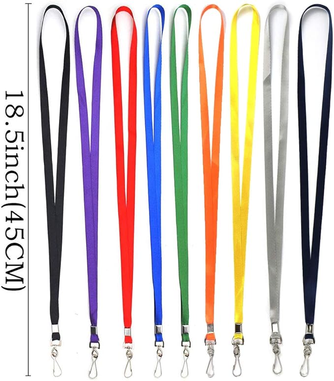 Beebel Grey Lanyard Bulk Lanyards for Id Badges Flat Lanyard with Badge Clip Swivel Hook 100 Pack