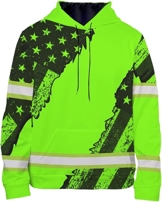 Maddly High Visibility US Flag Collection Safety Workwear Custom Name for Workers, Runners, Truckers, Patriotic