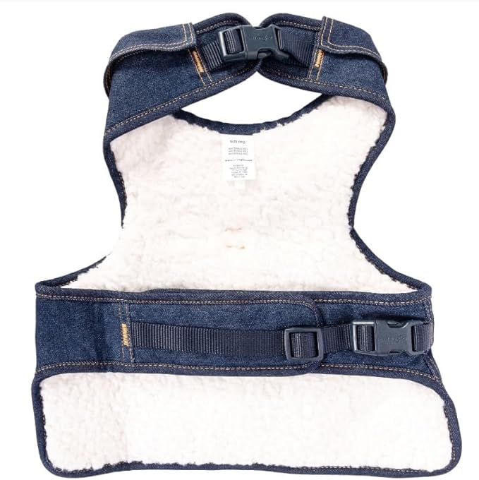 Wrangler Dark Wash Dog Vest Harness with Sherpa-M