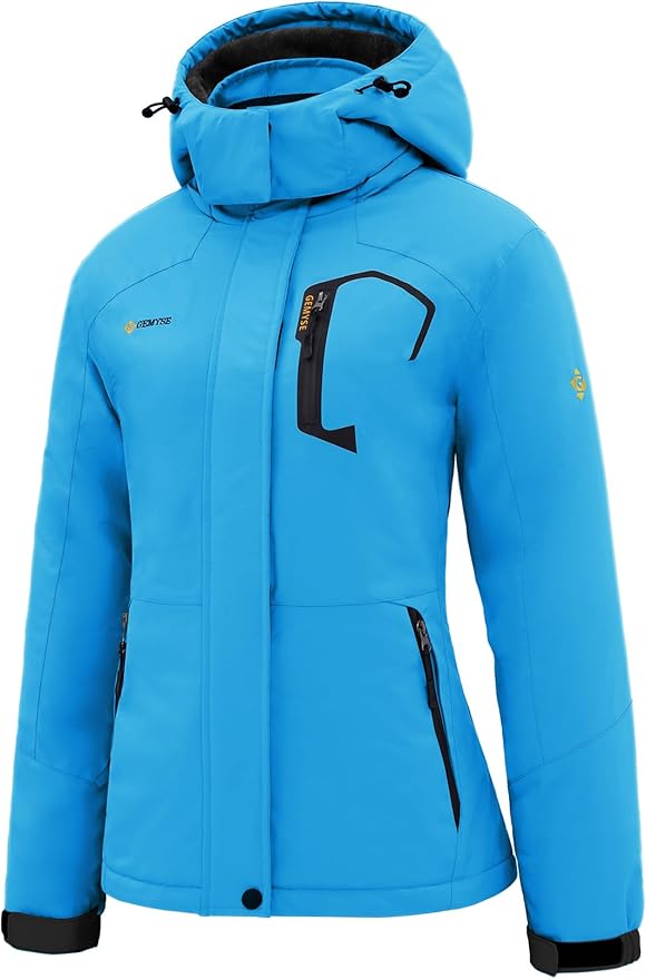 GEMYSE Women's Ski Snow Jacket Warm Winter Waterproof Coat Snowboard Rain Jacket Hooded Windproof Windbreaker