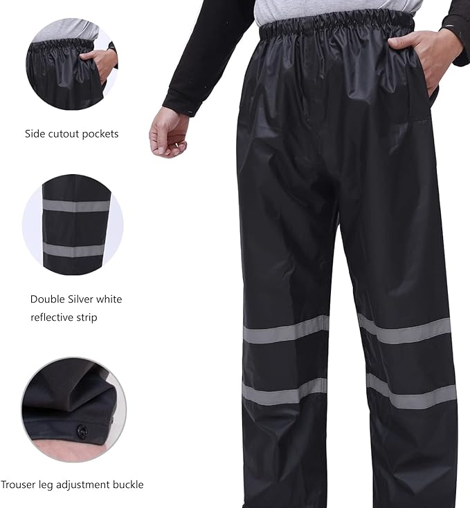 Rain Suit, High Visibility Reflective Safety Jacket, Lightweight Rain Gear, Waterproof Rain Jacket with Pants