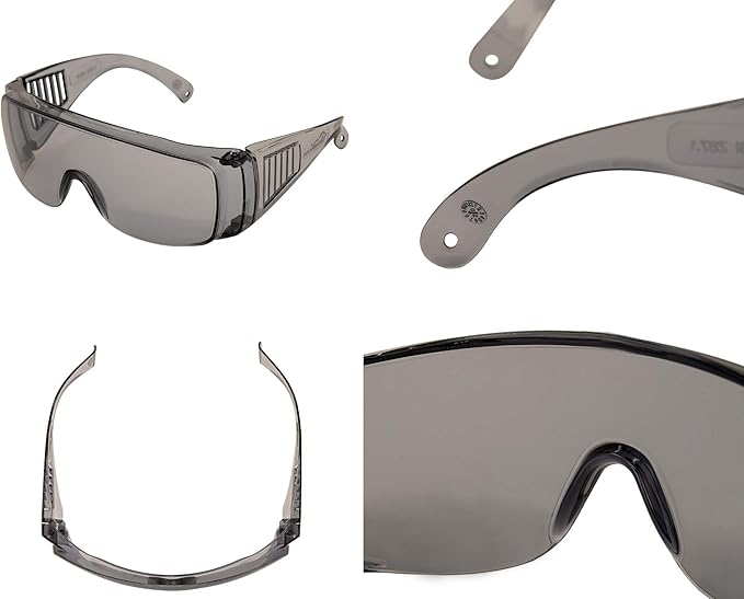 BISON LIFE Diamont Vented Over Glasses Safety Glasses | Meets ANSI Z87.1, Impact Resistant Polycarbonate Lens