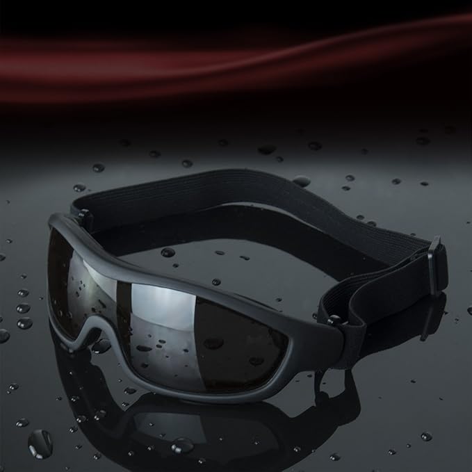 Viriber Motorcycle Goggles - UV Protective Outdoor Glasses, Dust-proof Combat Goggles (Deep Black)