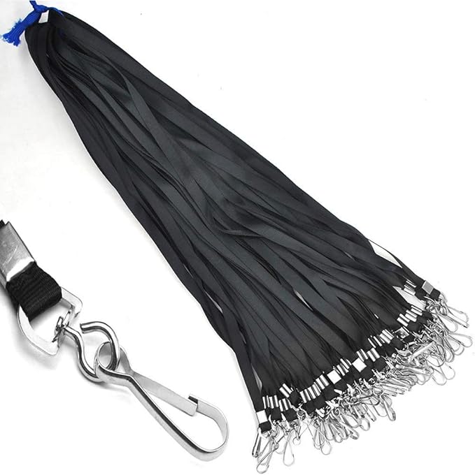 Lanyards 100 Pcs Lanyard for Id Badges Flat Lanyard with Badge Clip J-Hook
