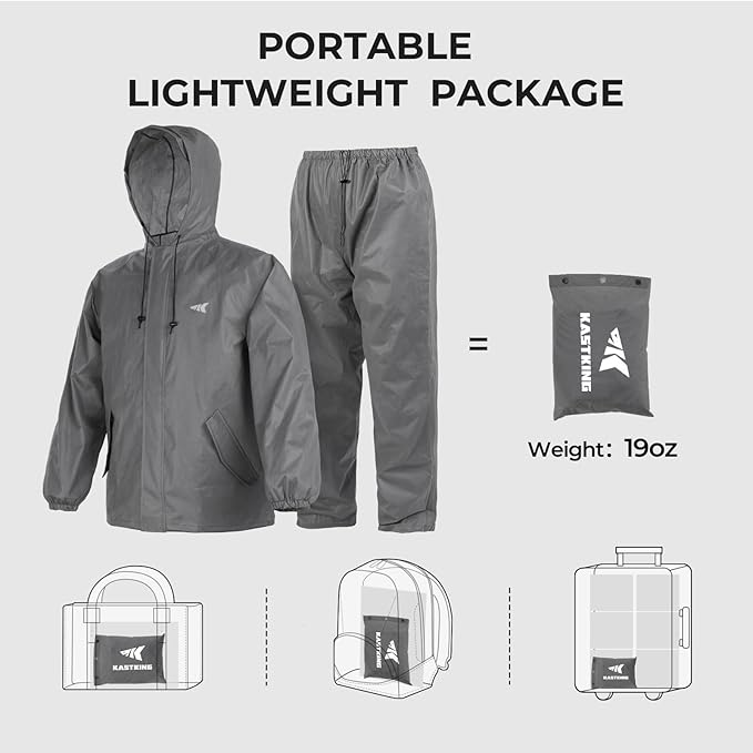 KastKing AquaLite Waterproof Rain Suit for Men and Women, Loose Fit, Lightweight, Durable Outdoor Gear for Fishing, Hiking