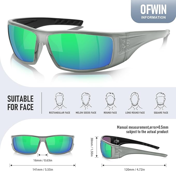 Polarized Sports Sunglasses for Men Women Unbreakable Frame Cycling Fishing Wrap Around Sunglasses UV400 Protection