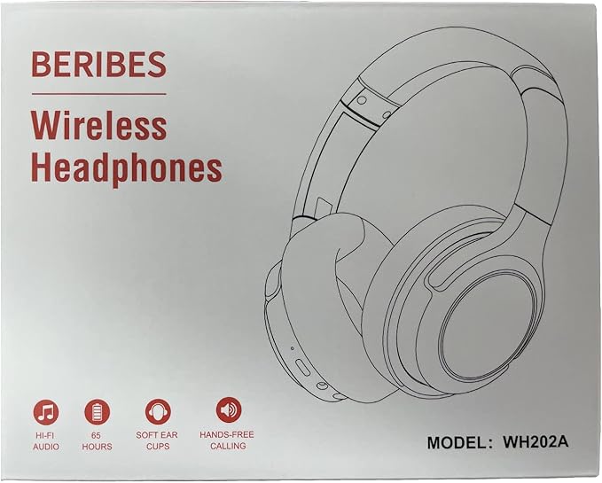BERIBES Bluetooth Headphones Over Ear, 65H Playtime and 6 EQ Music Modes Wireless Headphones with Microphone, HiFi Stereo Foldable Lightweight Headsets(Black)
