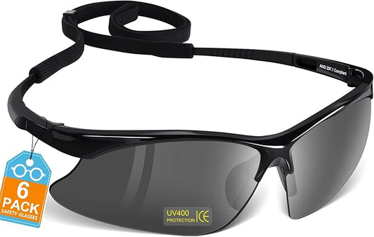 OXG 6 Pack Anti Fog Safety Glasses for Men Women, ANSI Z87.1 Protective Eyewear Impact Resistant Eye Protection for Work