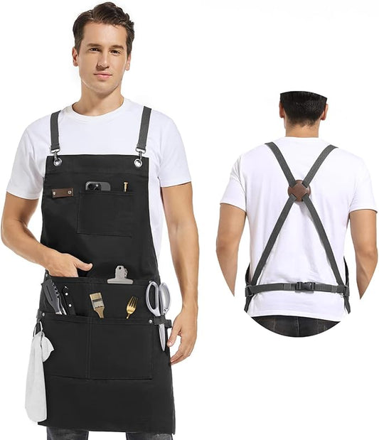 Professional Chef Apron, 100% Cotton Canvas, Perfect for Cooking, Grilling, BBQ, and Kitchen Work, Durable & Stylish