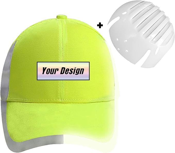 Customizable Safety Bump Cap Baseball Cap Style Hard Hats for Men&Women Lightweight Safety Hat with Reflective Stripes,Rectangle